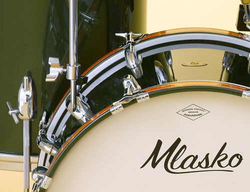 Four piece set pictured with Cadillac Green lacquer finish cymbal mount