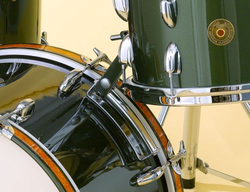 Four piece set pictured with Cadillac Green lacquer finish tom mount