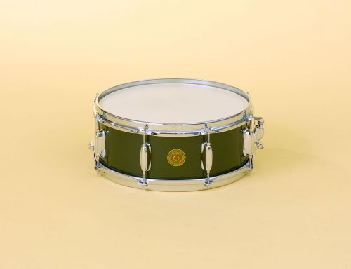 Snare drum pictured with Cadillac Green lacquer finish